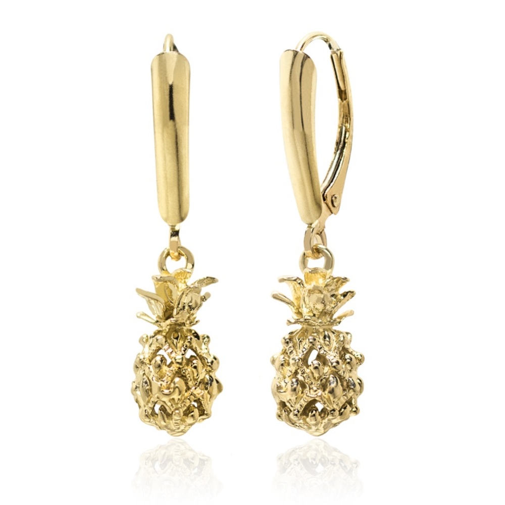 REAL 14K Gold Pineapple Earrings